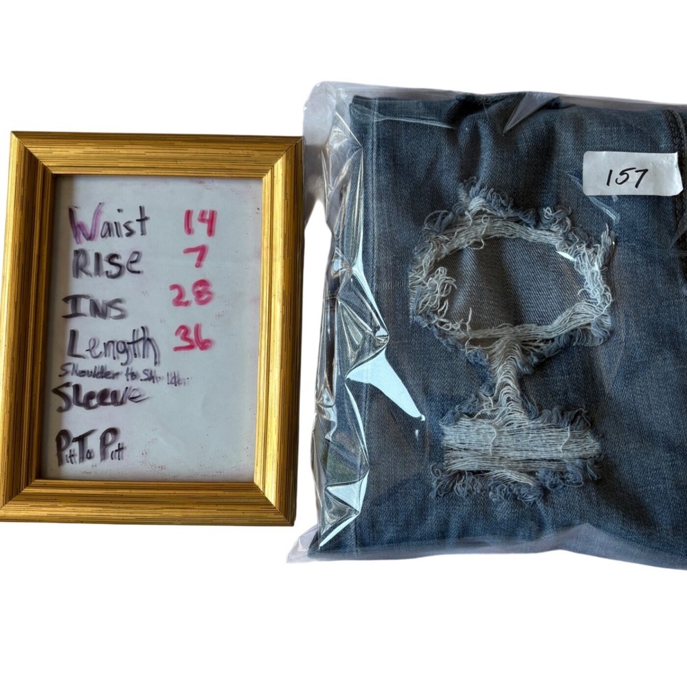 American Eagle Womens Distressed Skinny Jeans Blue Button Fly‎ Ripped Size 0 - Picture 12 of 12